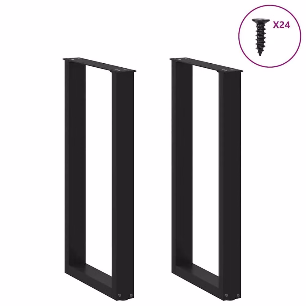Berkfield Home U-Shaped Steel Coffee Table Legs, Black, H 50-90.5 cm x W 50 cm, 2 Pieces – 2