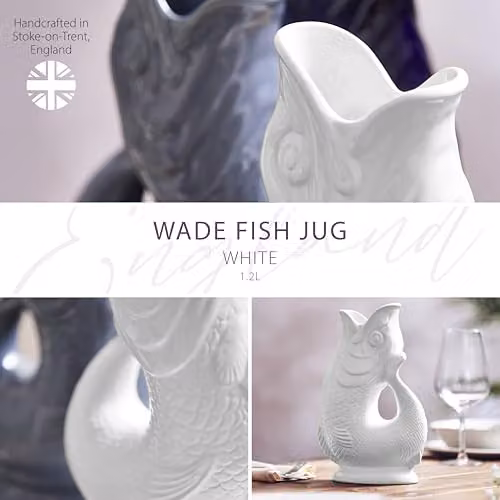 Wade White Ceramic Fish Jug, 1.2 l – 2