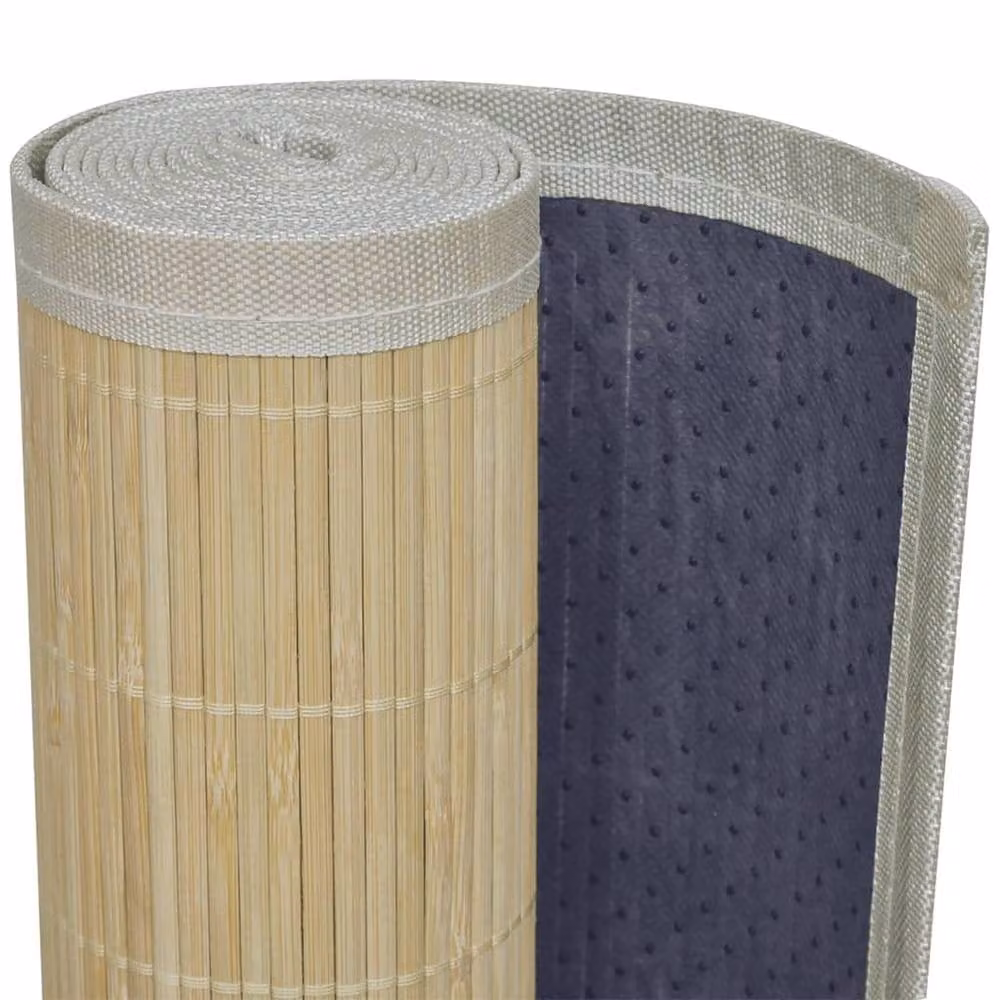 Berkfield Home Rectangular Natural Bamboo Rug in Beige, W: 150 cm, D: 200 cm