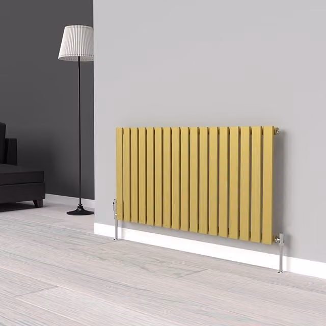 Lux Heat Flat Horizontal Single Steel Radiator in Metallic Gold, W: 119 cm, H: 60 cm
