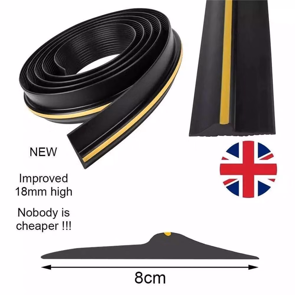 VOGREX 8ft EPDM Rubber Garage Door Weather Seal Threshold Floor Strip, Black – 4