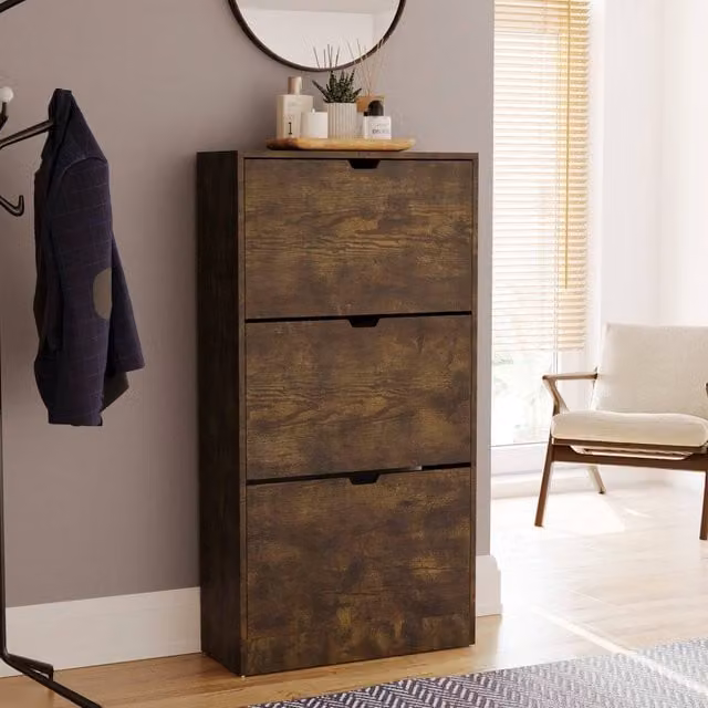 HD Designs Vida Designs Modern 3 Drawer Shoe Cabinet in Brown – 1