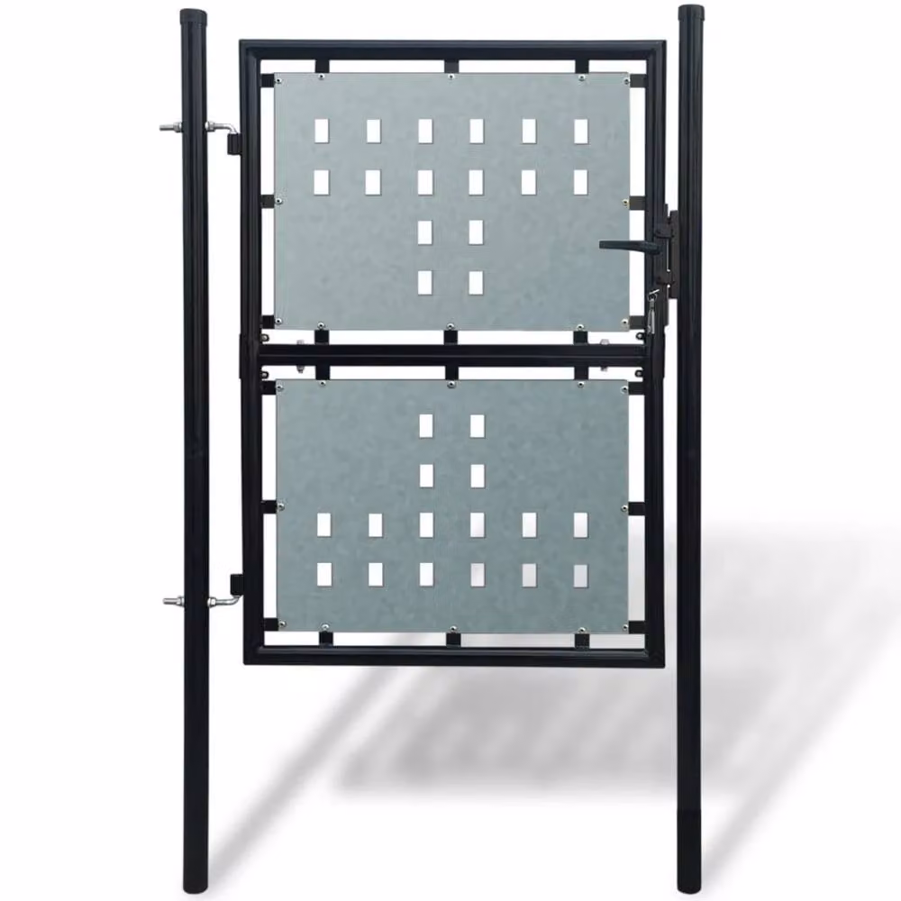 Berkfield Home Black Single Door Steel Swing Fence Gate, W: 100 cm, H: 200 cm – 2