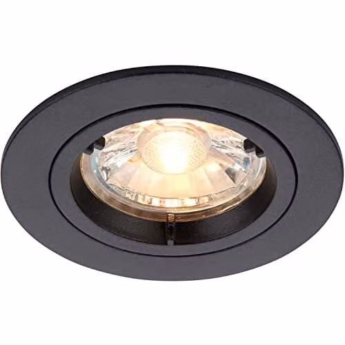 Loops Dimmable Recessed Fixed Ceiling Downlight in Matt Black Aluminium with GU10 Reflector – 1