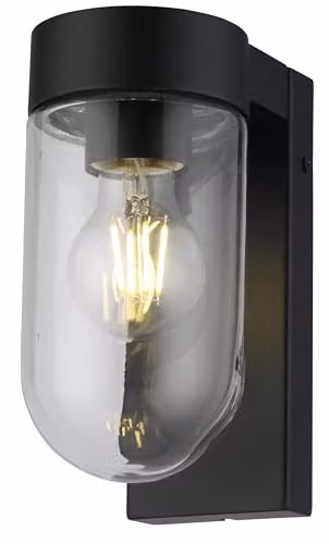 CGC Lighting Rowan Black Outdoor Wall Lantern with Transparent Glass Diffuser IP54 – 3