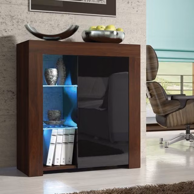 Creative Furniture Serene Sideboard in Brown and Black with Integrated Lighting, W/D/H: 83 x 35 x 75 cm