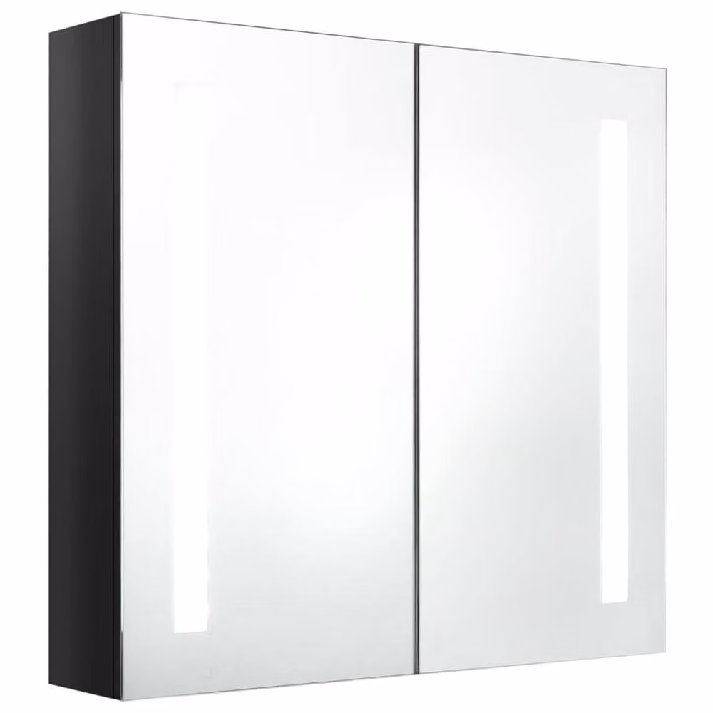 Berkfield Home LED Bathroom Mirror Cabinet in Glossy Black, W/D/H: 62 x 14 x 60 cm – 2