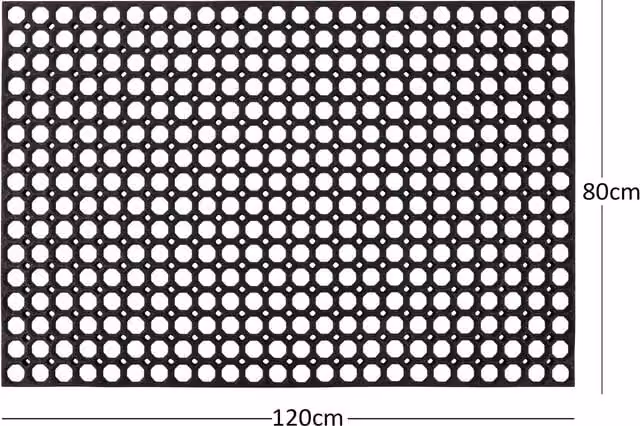 Nicoman Honeycomb Outdoor Rubber Ring Door Mat, Black, W: 120 cm, D: 80 cm