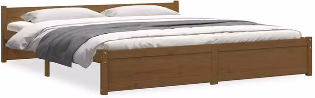 Berkfield Home Solid Wood Pine Bed Frame in Brown, 200 x 200 cm – 1
