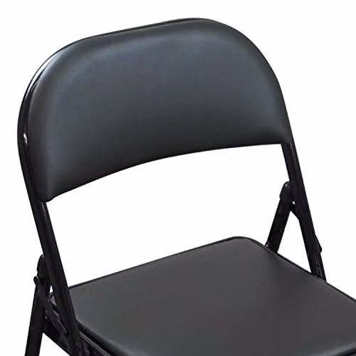 TekBox Folding Faux Leather Chair in Black with Metal Frame – 4