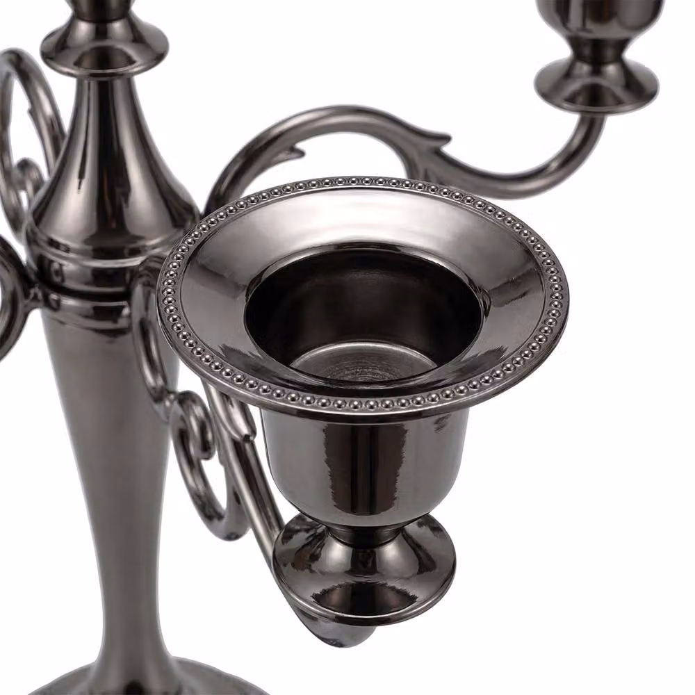 Levede 5-Arm Metal Candelabra Taper Candle Holder in Black, Height: 27 cm – 4