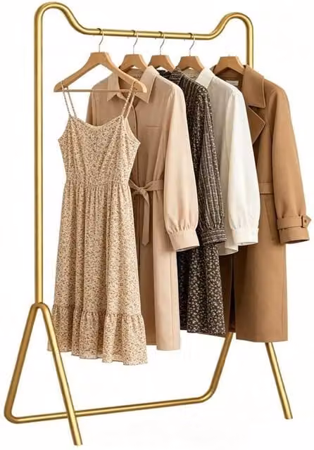 SPETLEK Modern Metal Freestanding Clothes Rail in Matt Gold, Large – 1