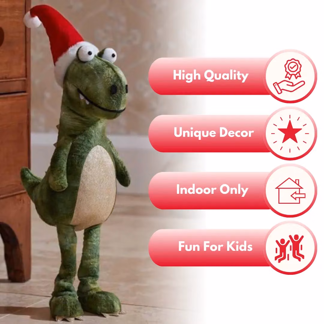 Marco Paul Green and Multicolour Standing Dinosaur Christmas Decoration, Height: 60 cm – 3