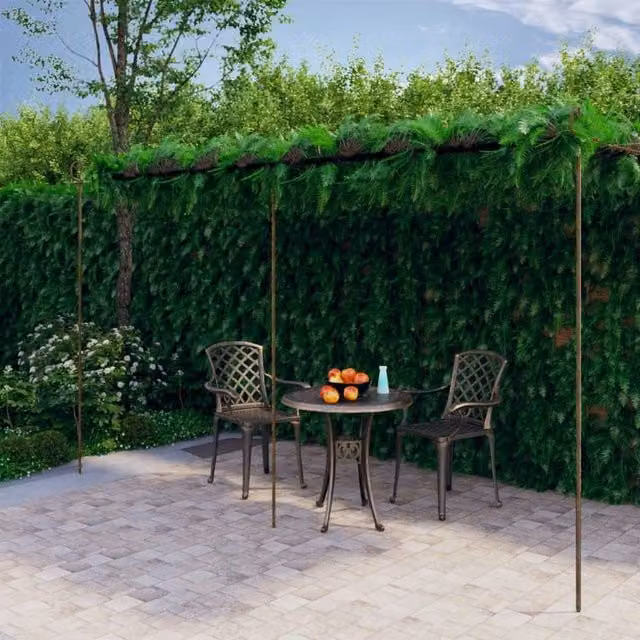 Berkfield Home Garden Antique Brown Metal Lean-to Pergola, W: 6 m, D: 3 m, H: 2.5 m