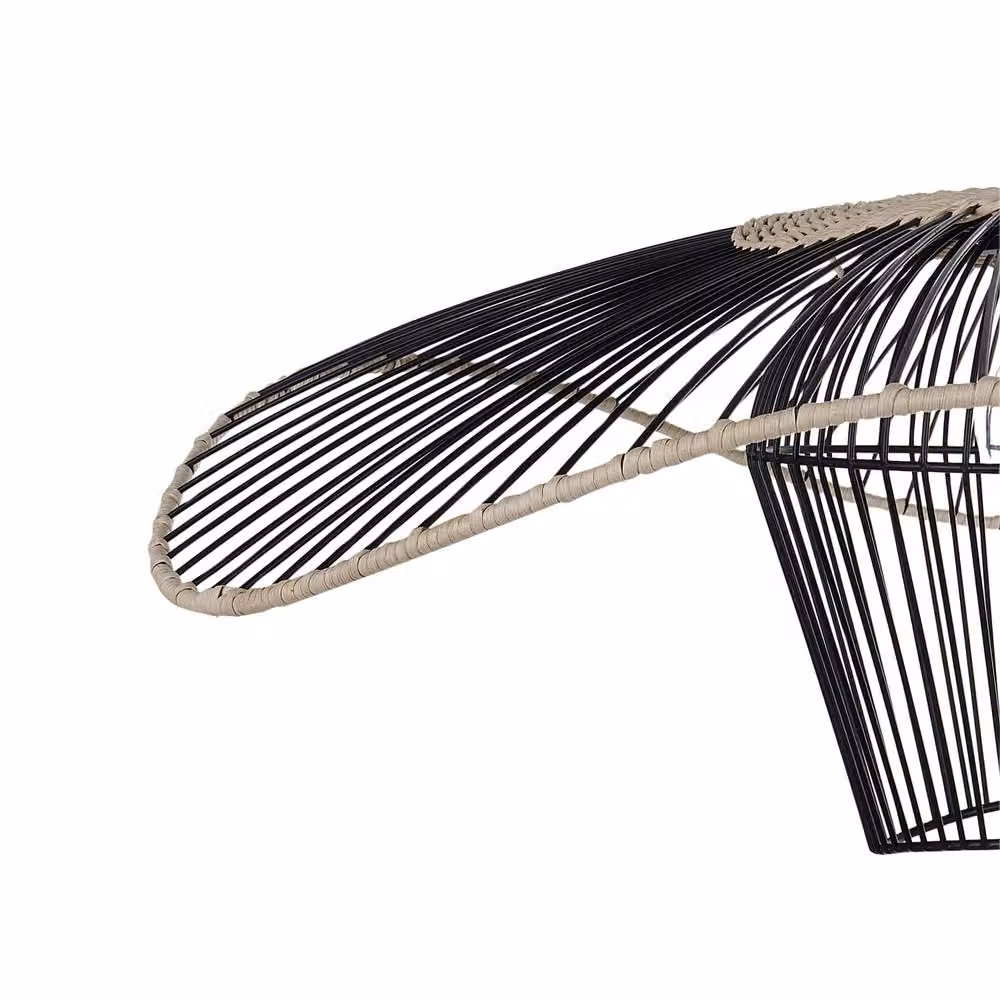 Wyld and Coco Black Rattan and Metal Pendant Lamp W: 60 cm, H: 110 cm – 3