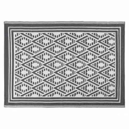 JVL Geometric Pattern Reversible Outdoor Rug in Black, W/D: 120 x 170 cm – 1