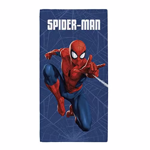 Coco Moon Marvel Spider-Man Blue Cotton Bath and Beach Towel for Boys and Girls, W/D/H: 140 x 70 x 70 cm – 1