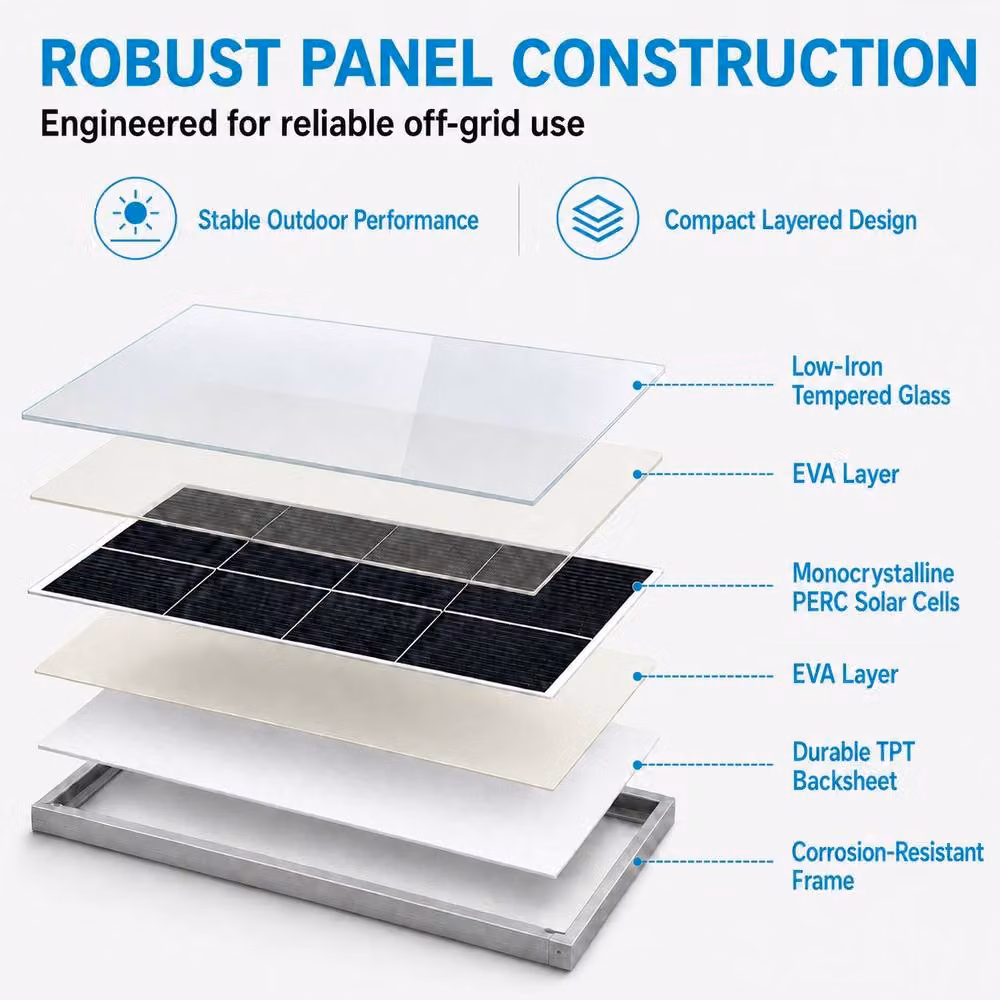 GWSOLAR 200W Monocrystalline Shade Resistant Solar Panel, Black, W/D/H: 154.6 x 66.5 x 3.5 cm – 4