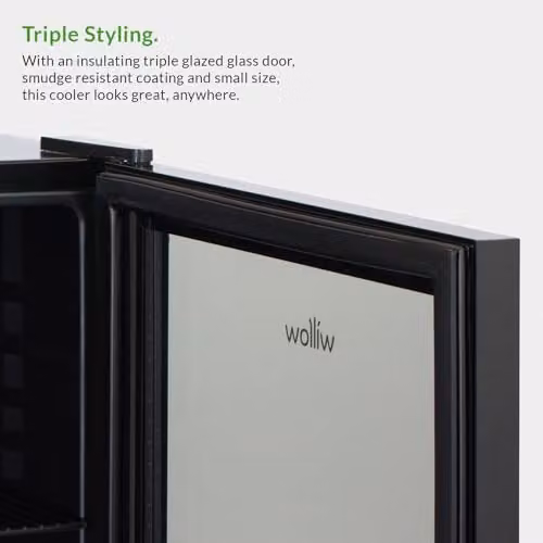 Willow WBC48B 48L Table Top Beverage Cooler in Black with Triple Glazed Glass Door and Adjustable Thermostat – 3