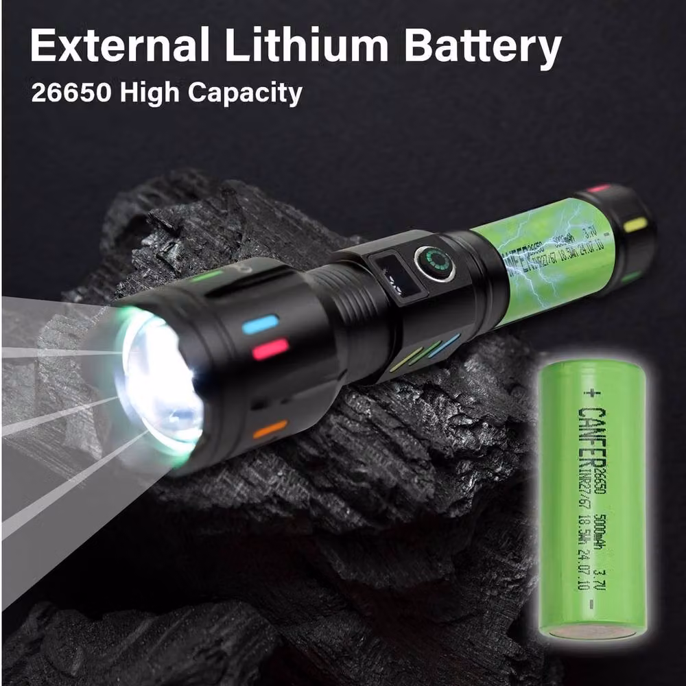 VOGREX 50000LM Zoom USB Rechargeable Super Bright LED Torch in Black – 2