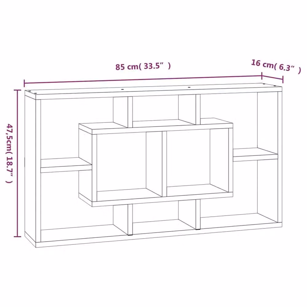 Berkfield Home Wall Mounted 8 Compartment Display Shelf in Black – 4