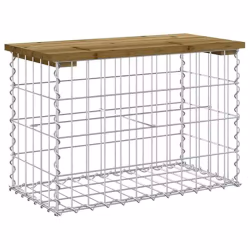 vidaXL Gabion Design Garden Bench in Rustic Impregnated Pine Wood, W: 63 cm, D: 31.5 cm, H: 42 cm – 1