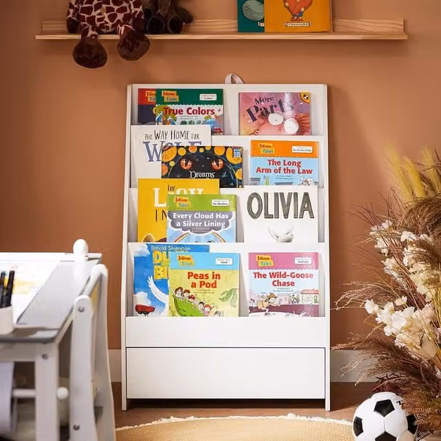 SoBuy Childrens Bookshelf with Drawer in White