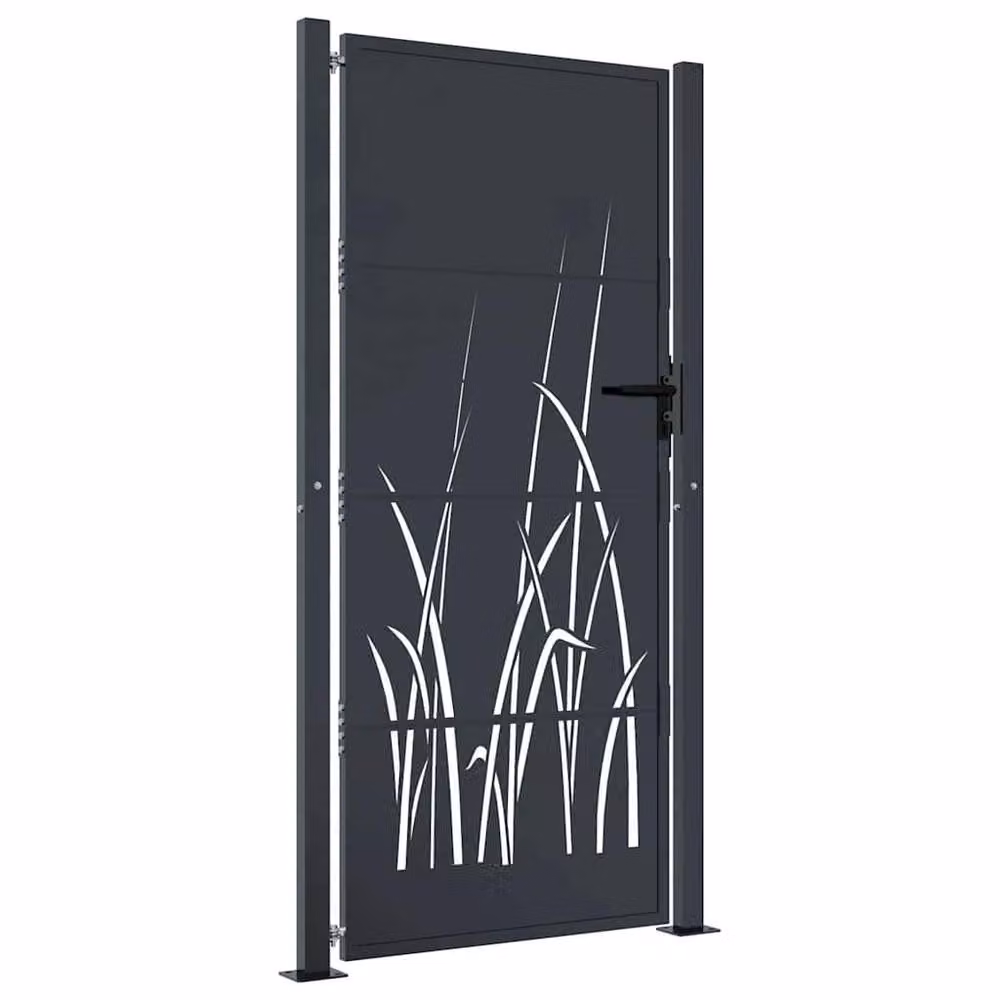 Berkfield Home Beautiful Anthracite Steel Garden Gate with Grass Design, W: 105 cm, H: 205 cm – 3