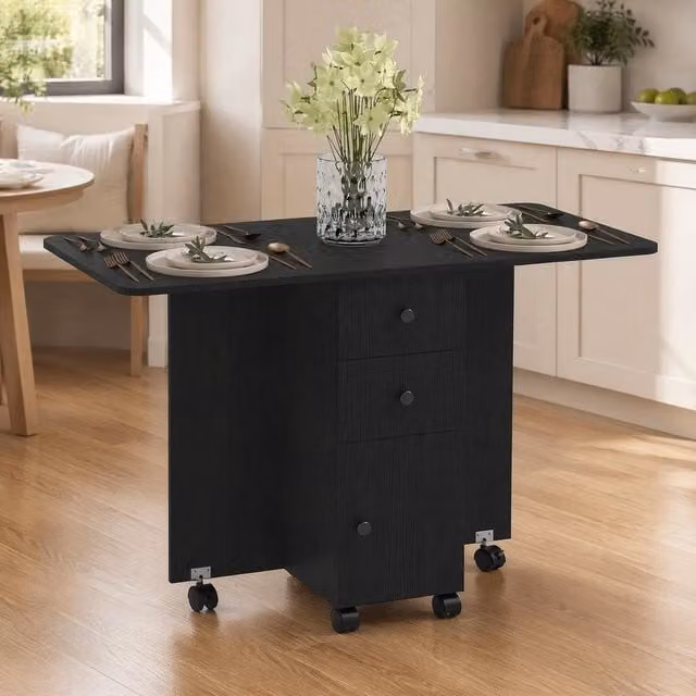 STILVORA Modern Black Dining Table with Wood and MDF Structure
