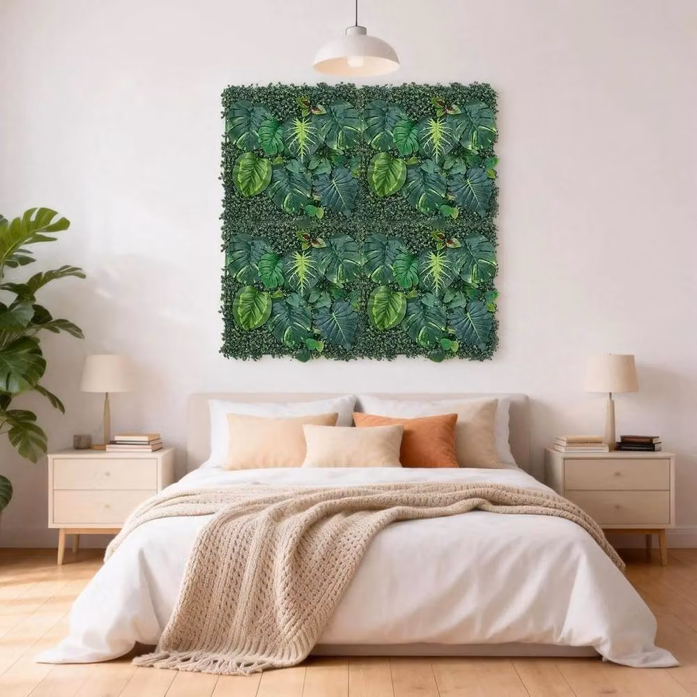 VOGREX Green Artificial Plant Wall Panel Hedge Foliage Decor, 50 x 50 cm – 4