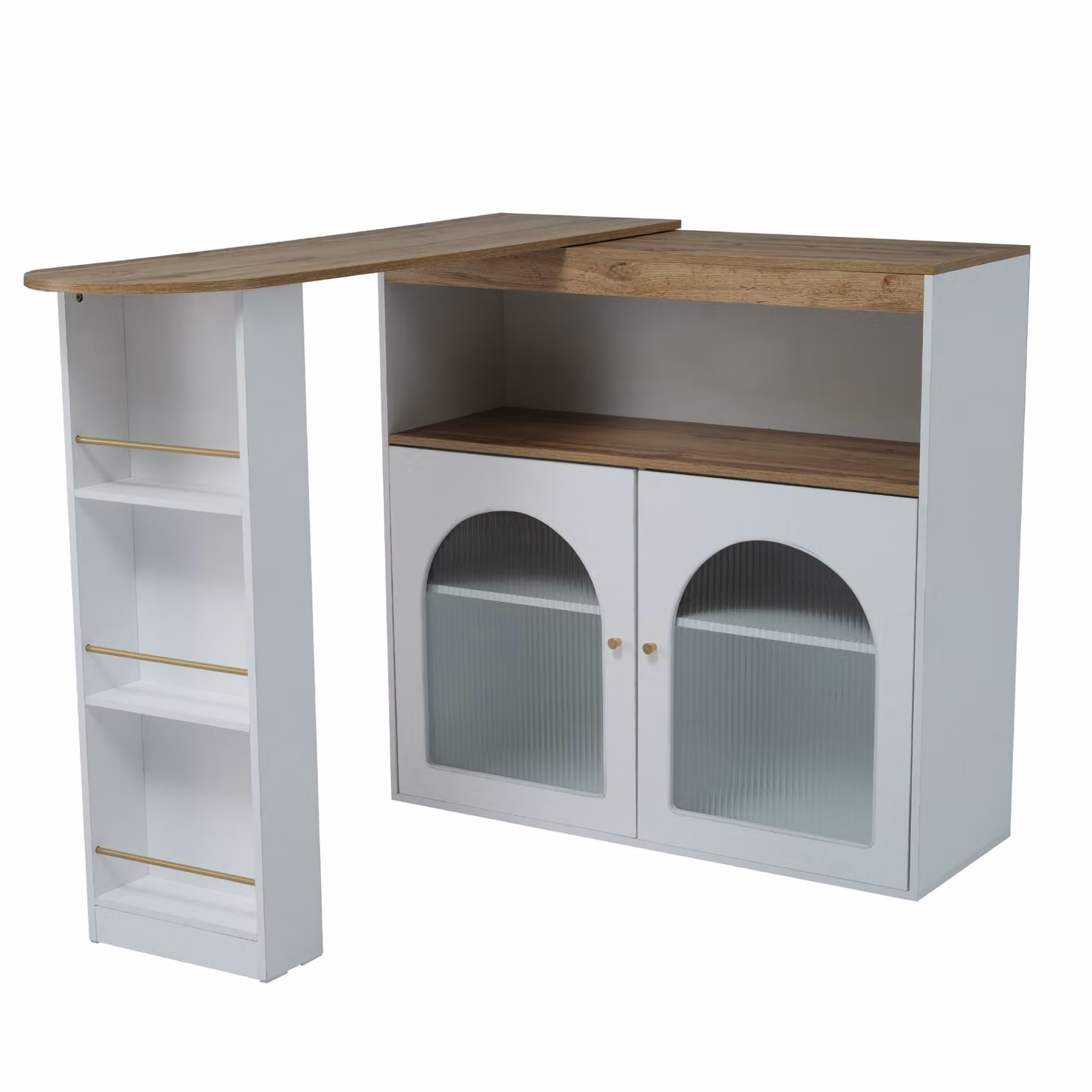Aosom UK Modern Extendable Dining Table and Kitchen Island with Storage, LED Strip and Swivel Top, White, W: 138-193 cm, D: 39 cm, H: 105 cm – 2