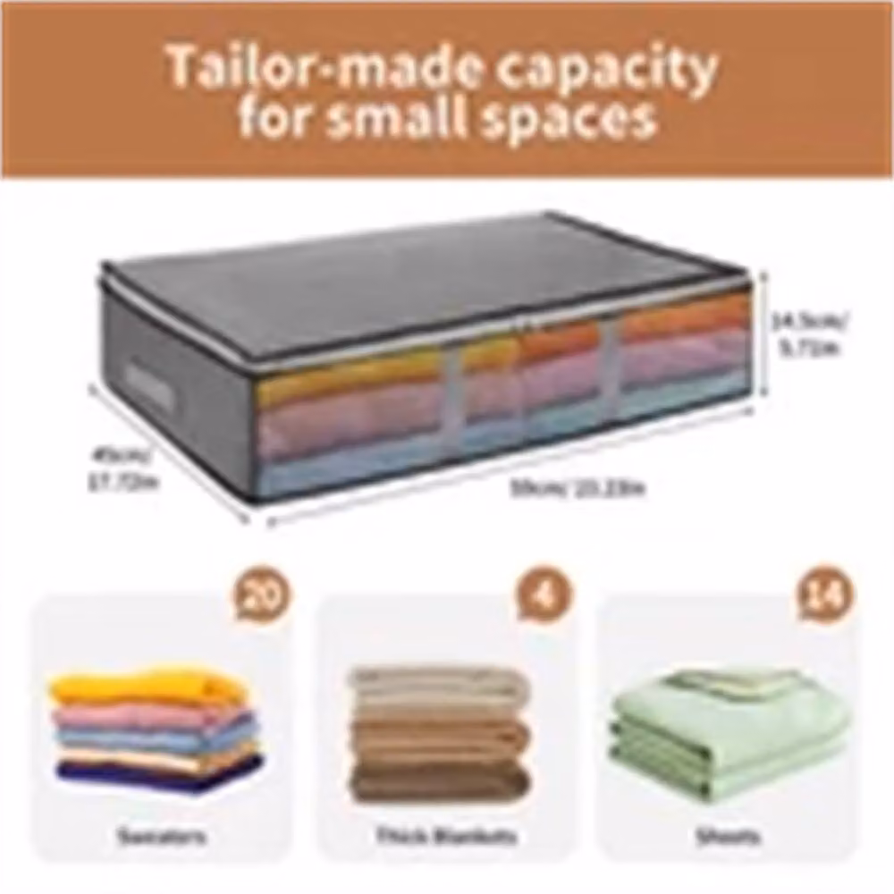 SPETLEK 4 Pack Foldable Fabric Under-Bed Storage Boxes with Lid, Grey – 2