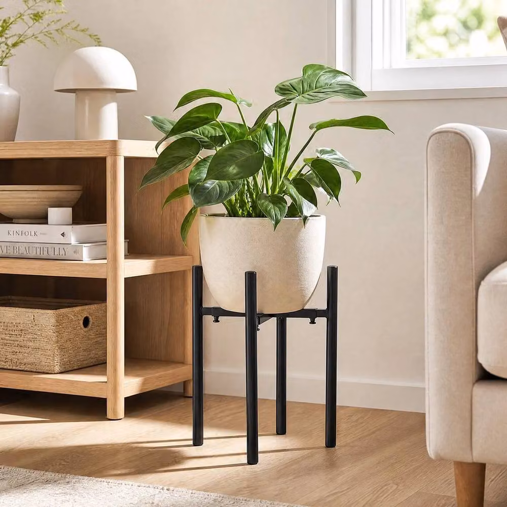 KORVIXA Extendable Metal Plant Stand in Matt Black, W/D/H: 50 x 50 x 50 cm – 4
