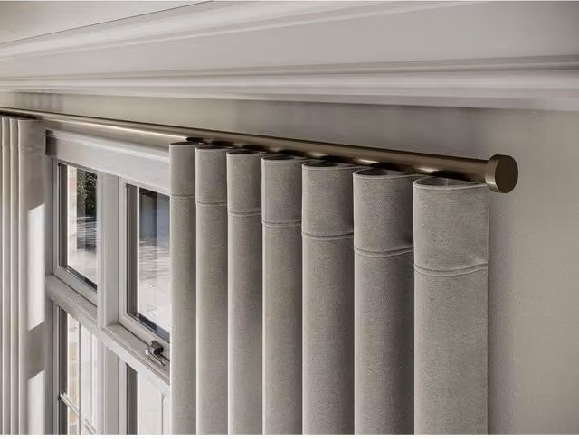 New Edge Blinds Styleline 28mm Gliding Curtain Pole Set with Stud End in Taupe, Width: 470 cm