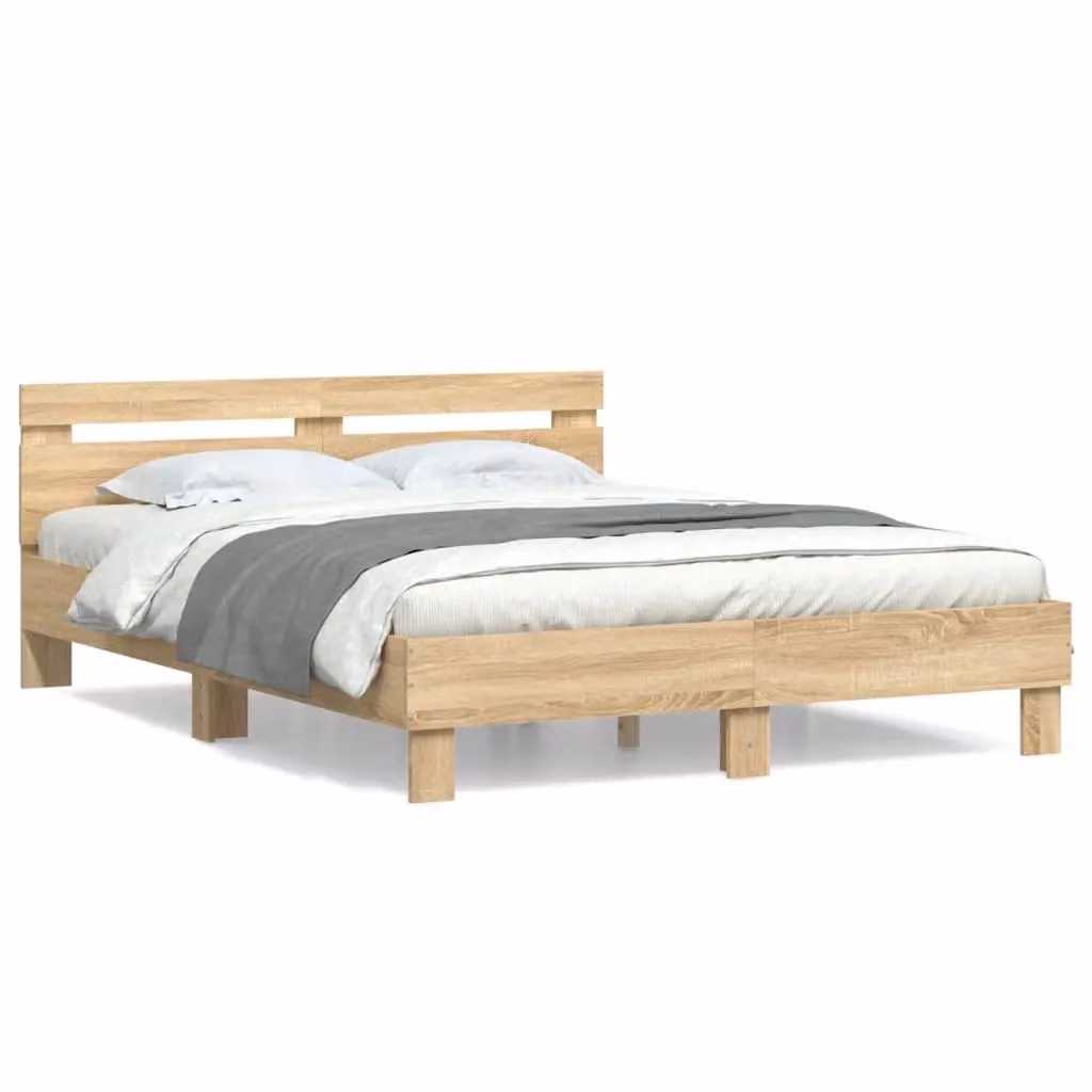 Berkfield Home Sonoma Oak King Size Bed Frame in Brown W/D/H: 150 x 200 cm – 2