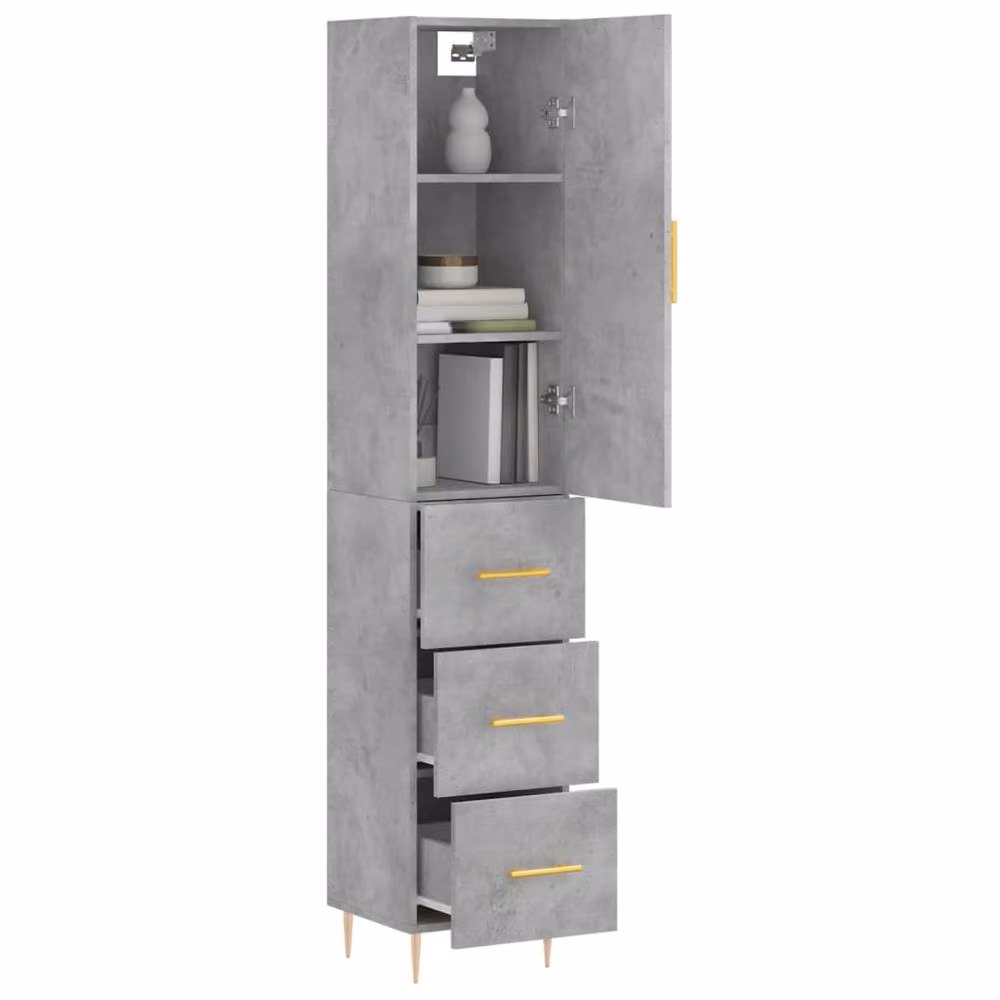 Berkfield Home Modern Highboard in Concrete Grey, W/D/H: 34.5 x 34 x 180 cm – 2