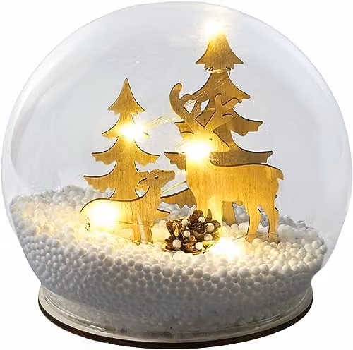 Netagon White Light Up Christmas Snow Globe with Reindeers – 1