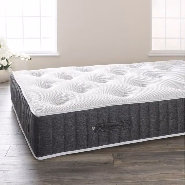 Comfy Living Glitzy Hybrid Pocket Sprung Memory Foam Mattress in Grey, W/D/H: 140 x 200 cm