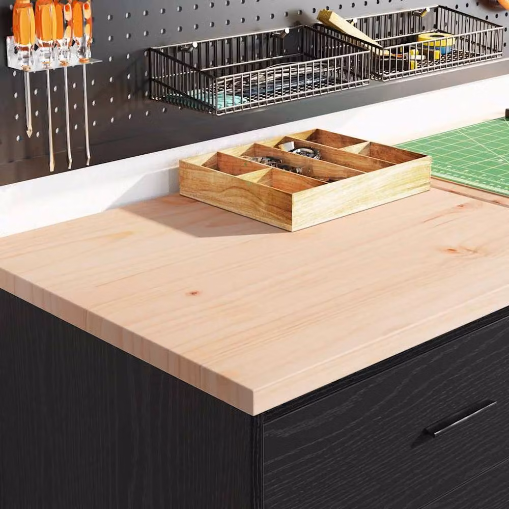 Berkfield Home Garage Storage Cabinet in Black, Solid Wood Pine, W/D/H: 60 x 51 x 85 cm – 4