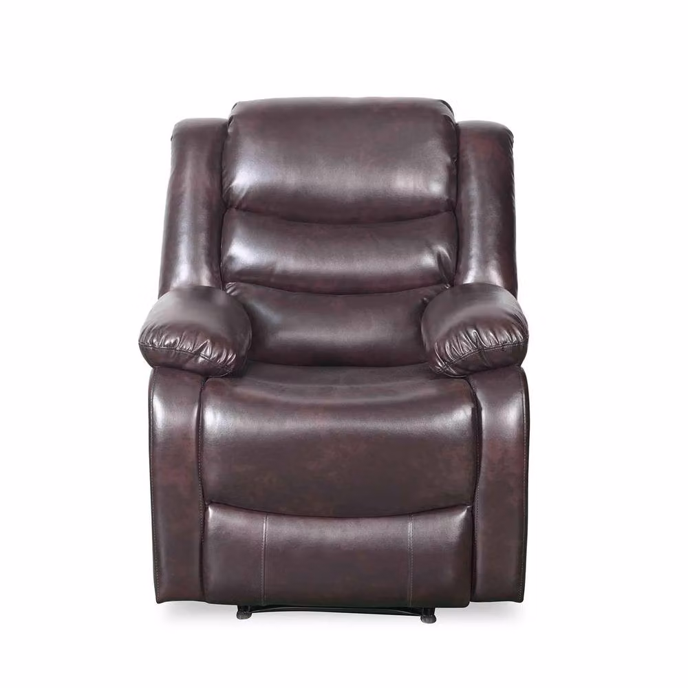 Furnishings For Less UK Cortland Brown Leather Look Manual Reclining Single Seater Armchair – 2