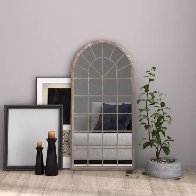 Berkfield Home Sand Mirror in Beige, Rectangular Metal Wall Mirror, W: 90 cm, H: 45 cm – 1