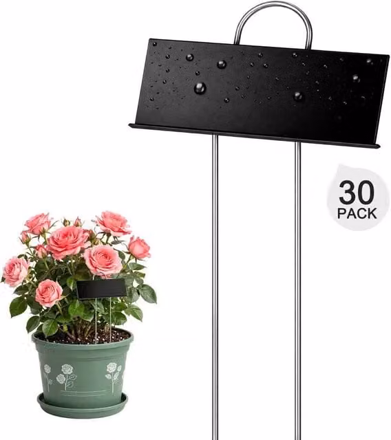 VOGREX 30 Reusable Metal Plant Labels in Black for Outdoor and Indoor Gardens – 1