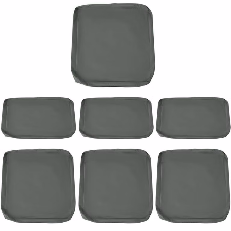 Stilvora 7 Piece Grey Polyester Cushion Cover Set for Garden Furniture with Zip Closure and Removable Washable Covers