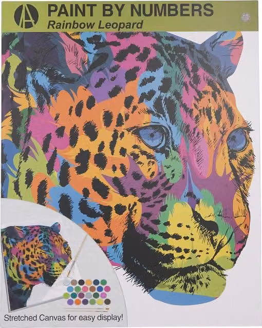 Art Studio Rainbow Leopard or Giraffe Paint by Numbers Kit, Multicolour