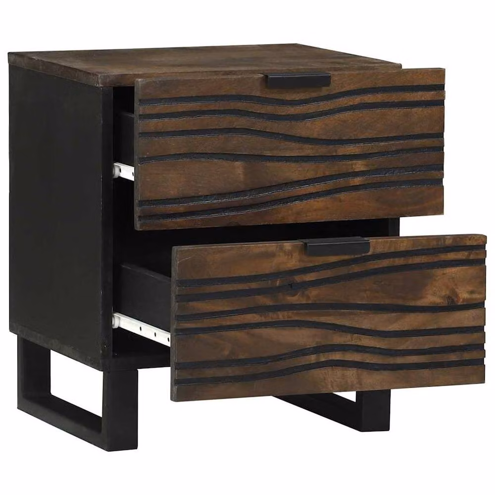 Berkfield Home Stylish Bedside Table with Drawer in Walnut Brown, W/D/H: 40 x 33.5 x 46 cm – 2