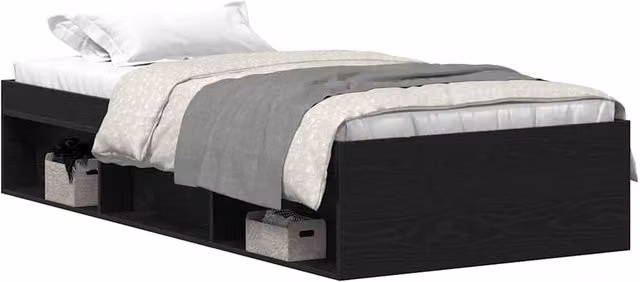 Berkfield Home Bed Frame in Black Oak, Engineered Wood, W/D/H: 90 x 200 cm