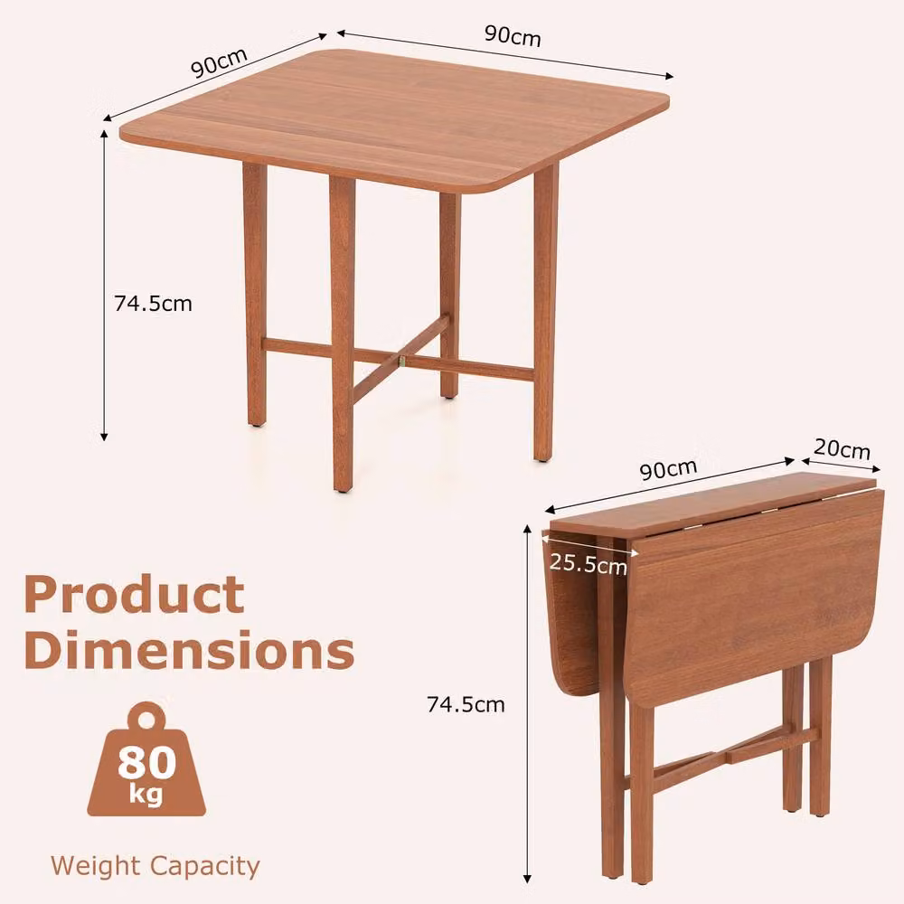 Costway Extendable Wooden Dining Table with Butterfly Drop Leaf in Brown – 2