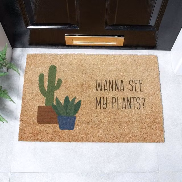 Artsy Mats Wanna See My Plants Doormat in Brown, W: 60 cm, D: 40 cm