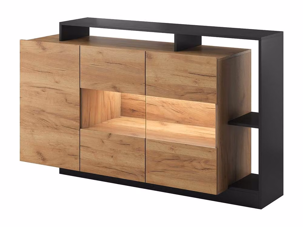 Vente-unique Modern Sideboard with 3 Doors, 3 Recesses and Integrated LED Lighting in Light Grey – 2