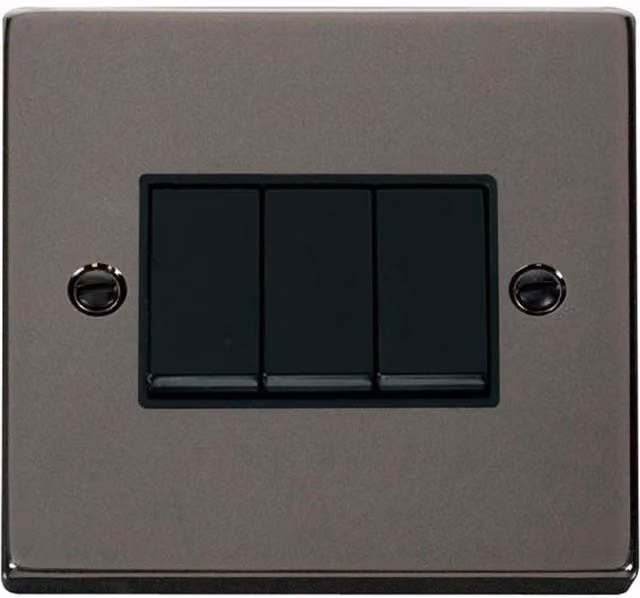 SE HOME Black Modern 3 Gang 2 Way Flush Light Switch Plate